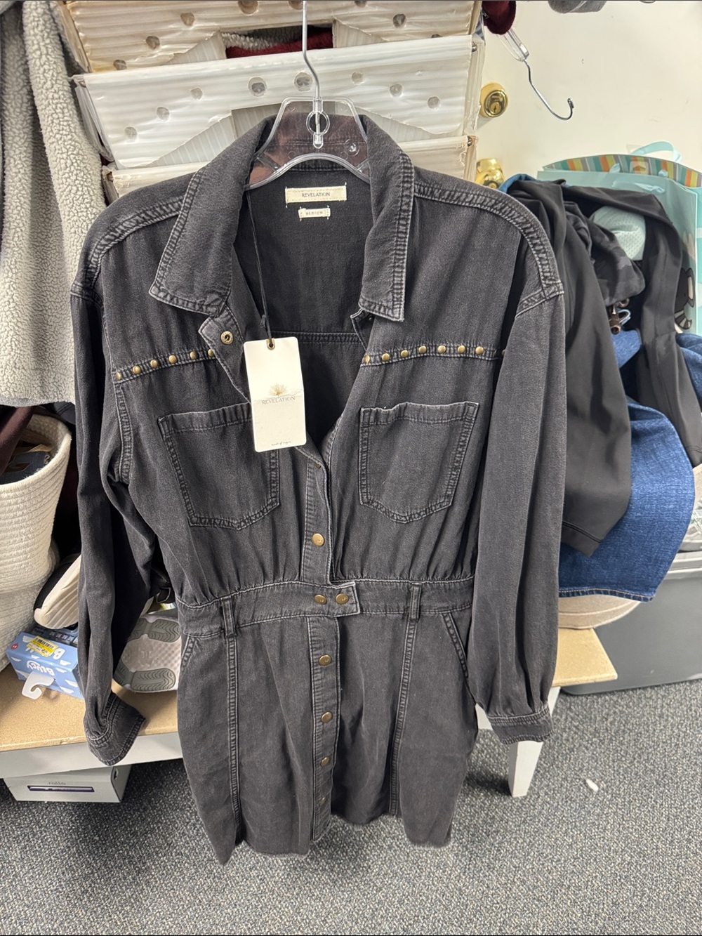 Revelation black denim dress M // 051632